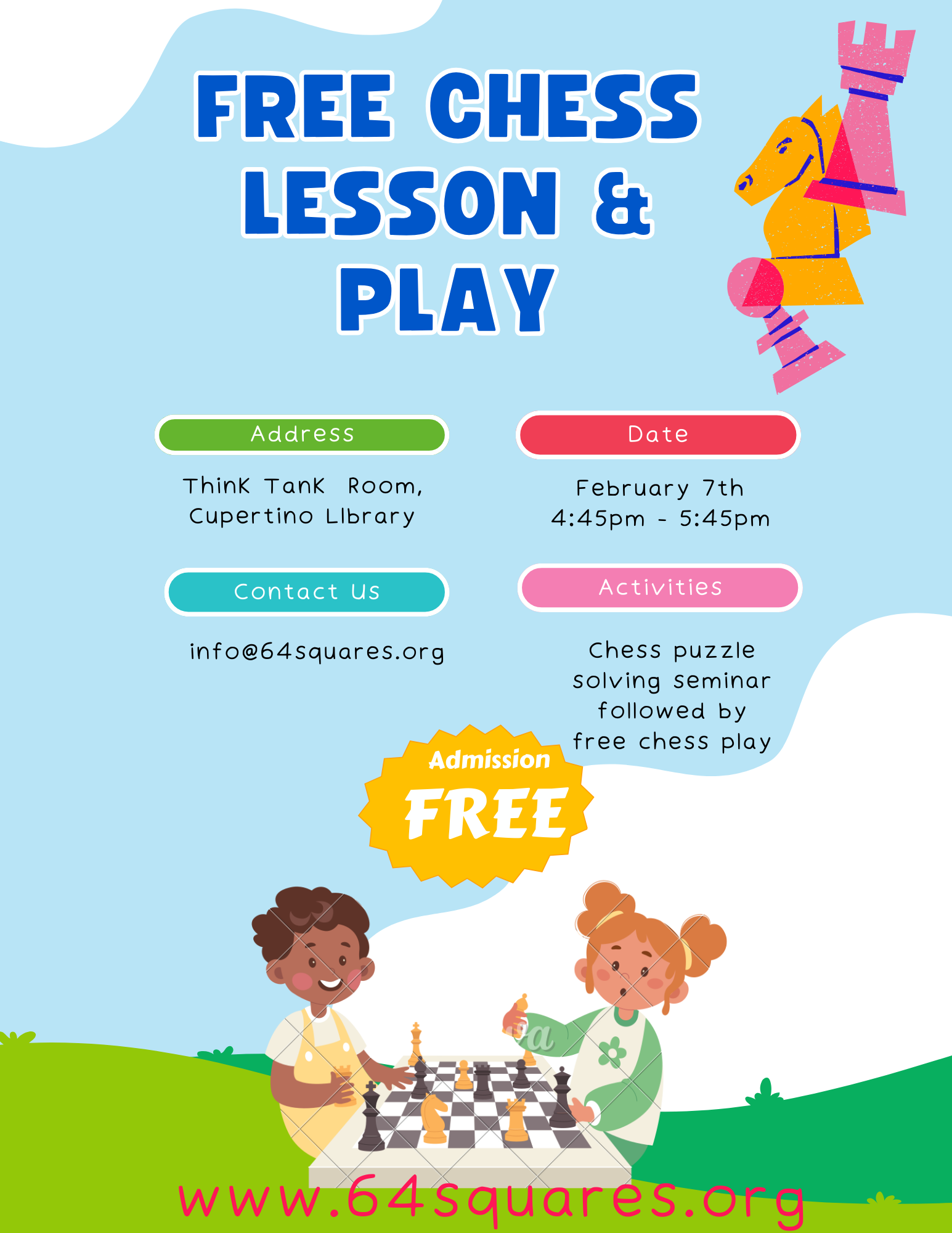 [PAST EVENT ]Chess Lesson and Free Play