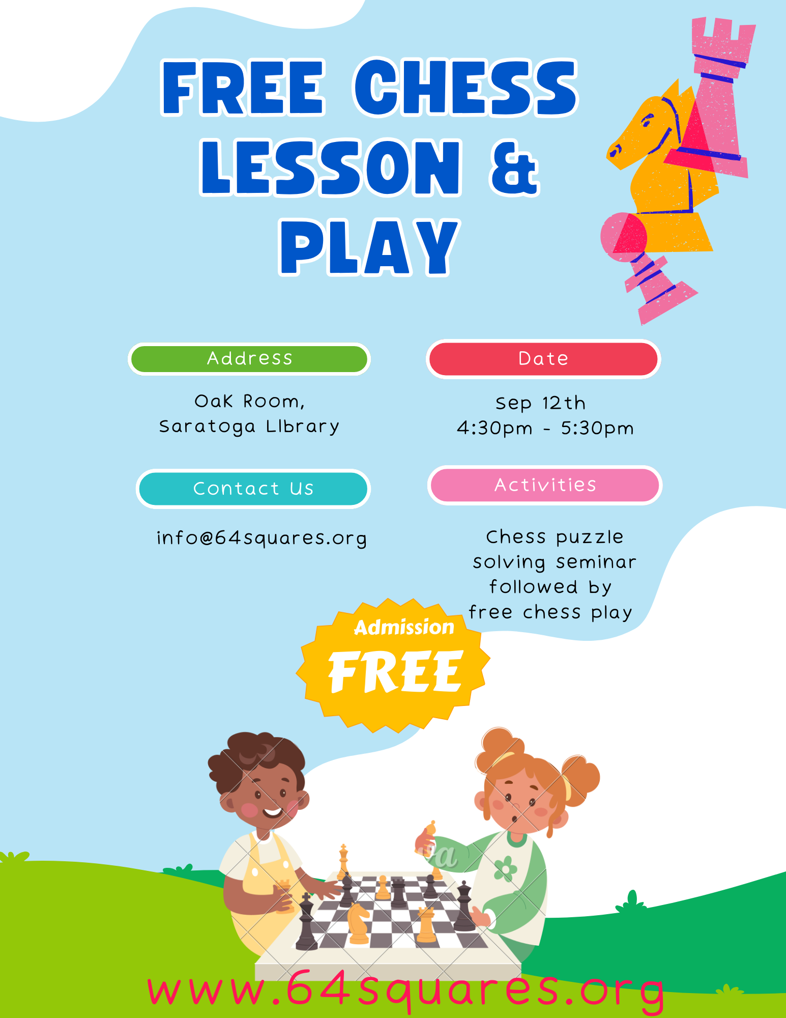 [PAST EVENT] Chess lesson and Free Play